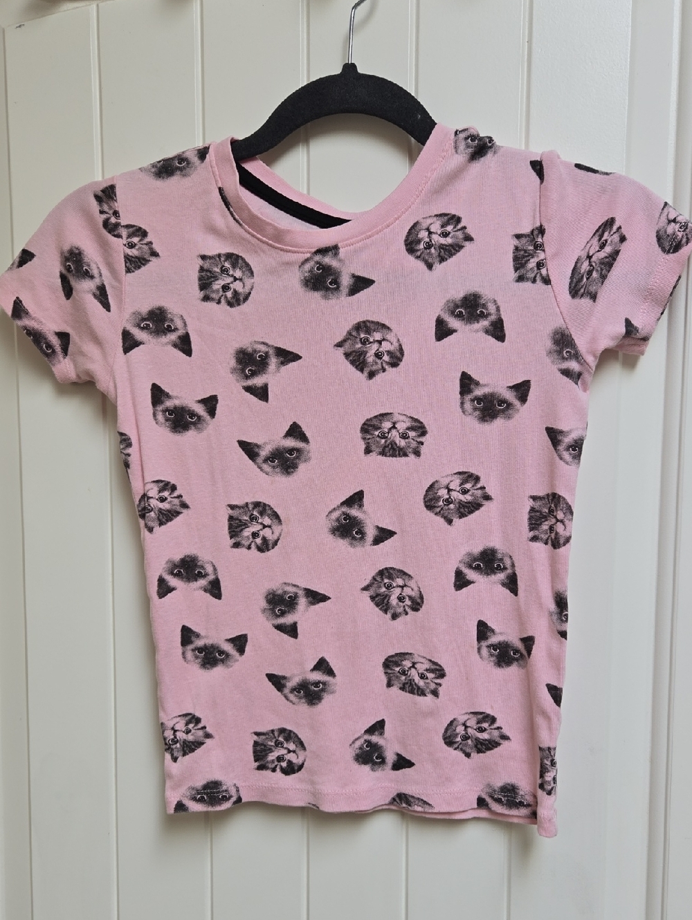 George Large Kids Cotton Pink Cat Print Short Sleeve Tee 10/12